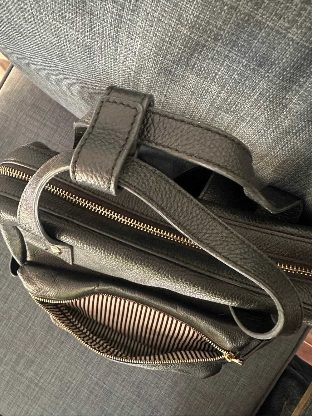 henri bendel Black Pebbled Leather Backpack